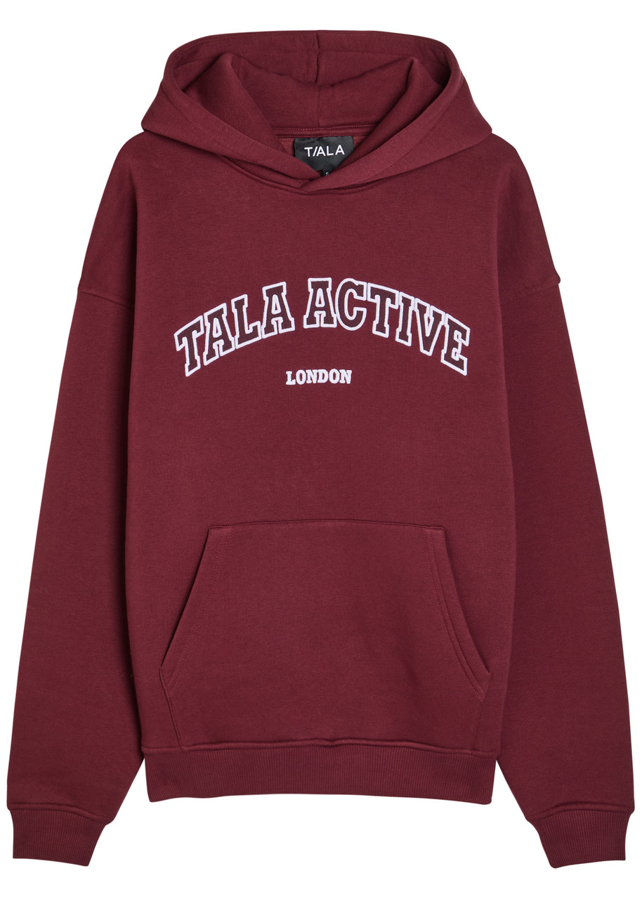 Tala Logo-embroidered Hooded Cotton-blend Sweatshirt In Red