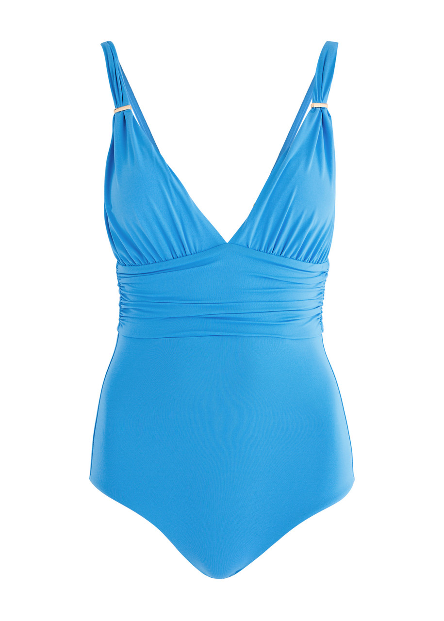 Melissa Odabash Panarea Plunge V-neck Swimsuit - Blue - 40 (UK8 / S)