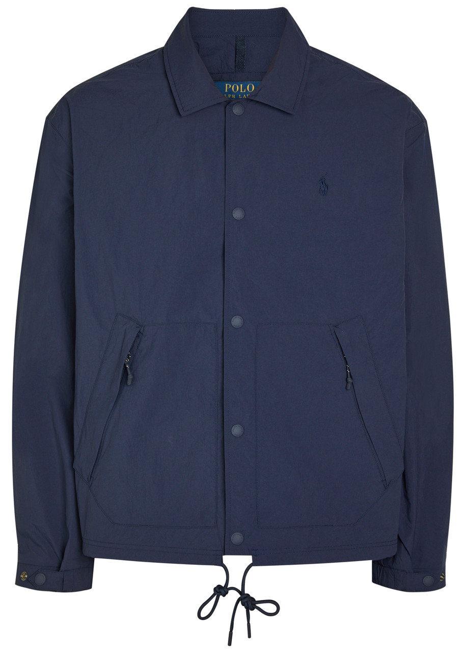 Polo Ralph Lauren Logo-embroidered Crinkled Shell Windbreaker Jacket - Navy - M
