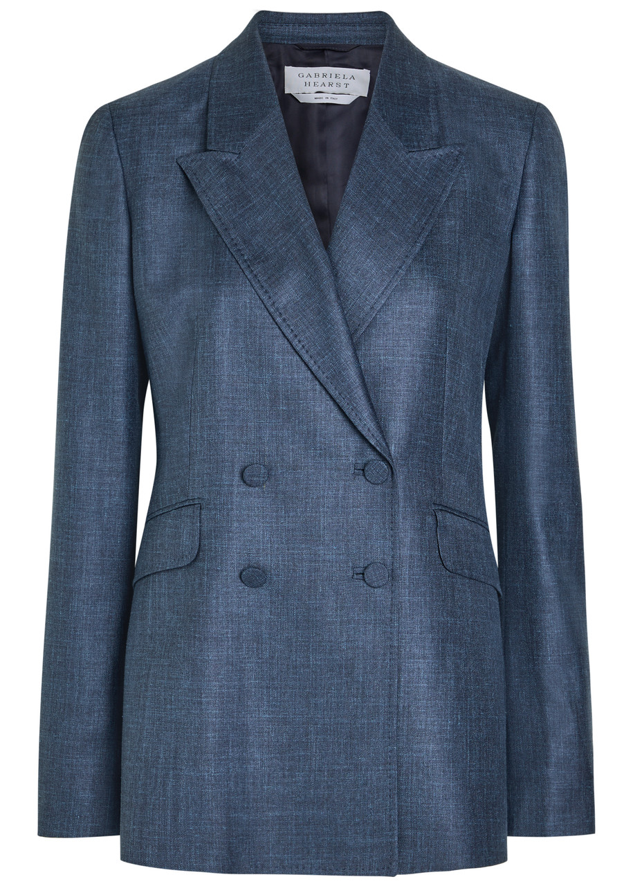 Gabriela Hearst Angela Double-breasted Wool and Silk-blend Blazer - Denim - 46 (UK14 / L)