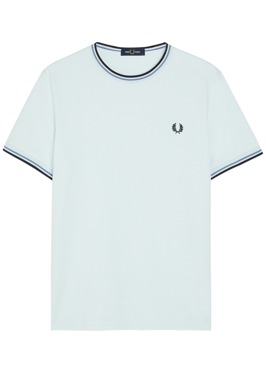 Fred Perry Logo-embroidered Cotton T-shirt - Light Blue - M