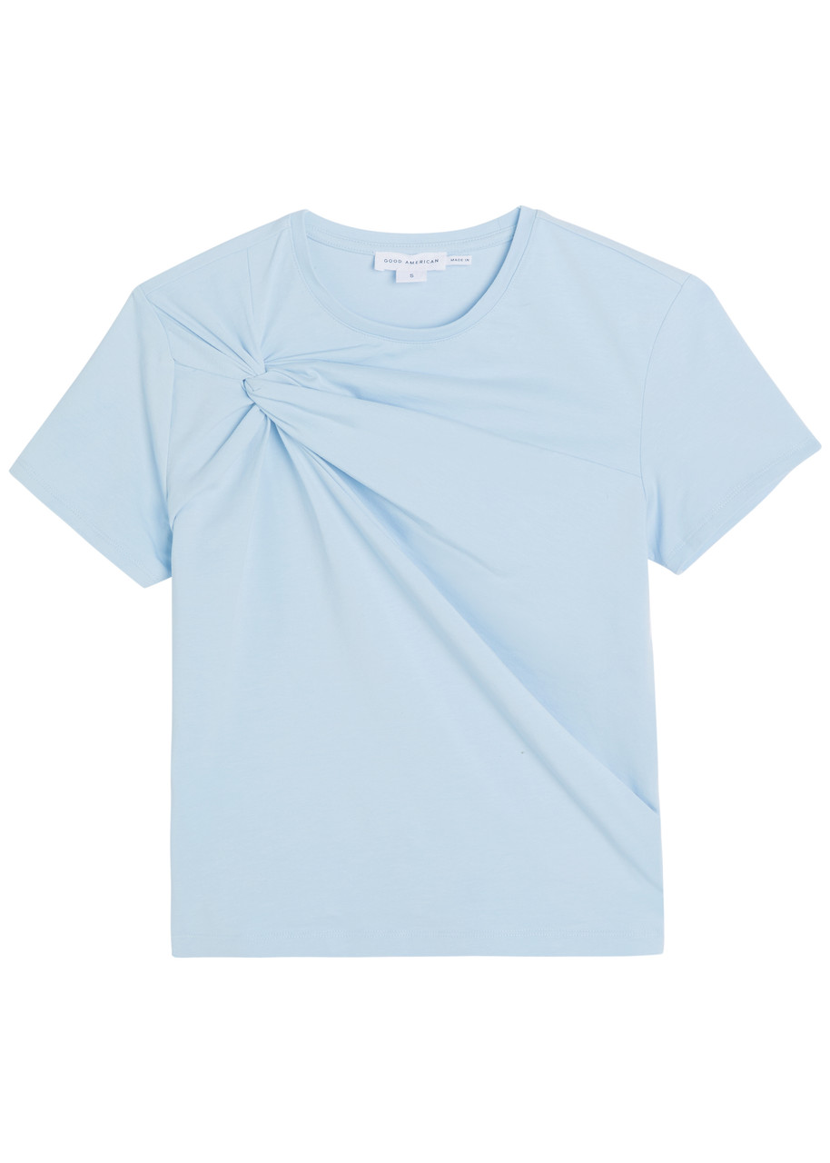 Good American Twist-effect Stretch-cotton T-shirt - Light Blue - XS (UK6 / XS)