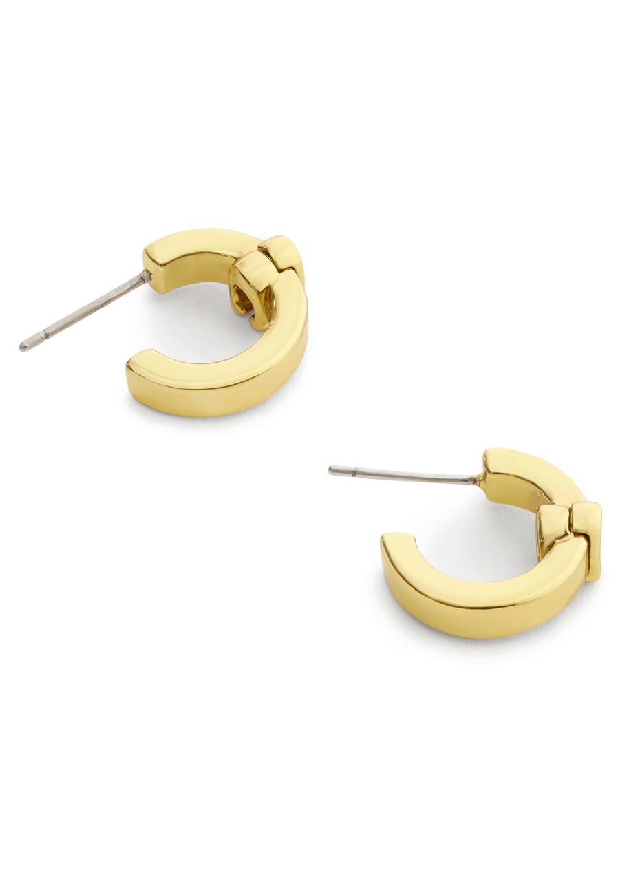  Coach Logo Hoop Earrings - Gold - One Size 