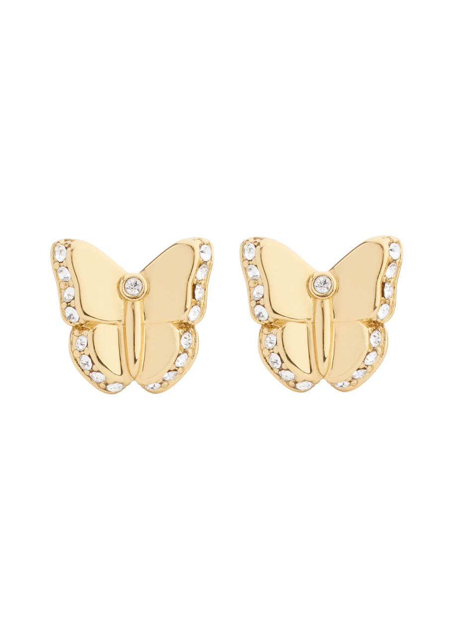 Coach Butterfly Pavé Stud Earrings - Gold - One Size