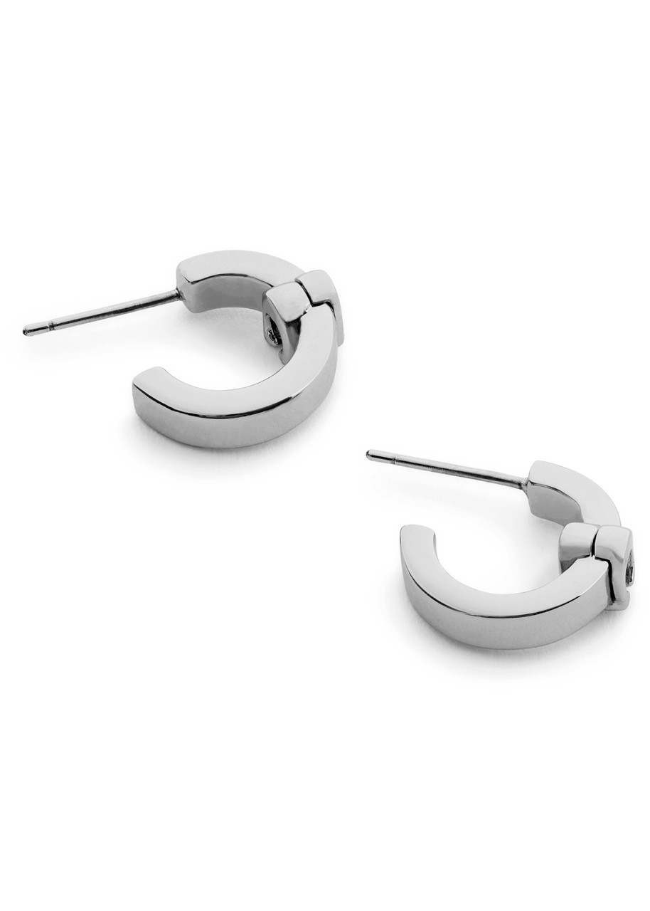  Coach Logo Hoop Earrings - Silver - One Size 