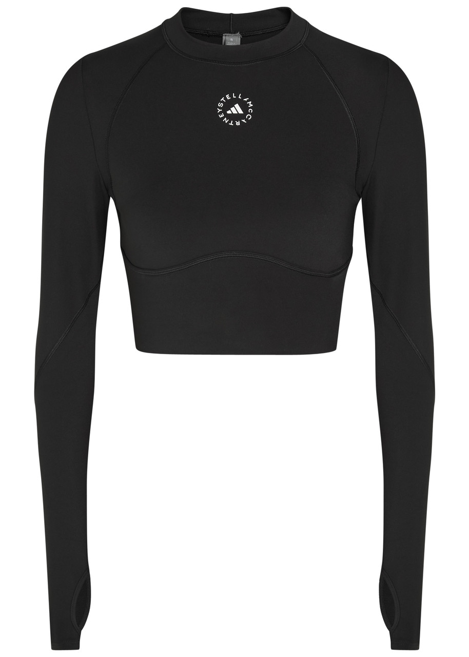 Adidas X Stella Mccartney Training Cropped Stretch-jersey top - Black - M (UK12 / M)