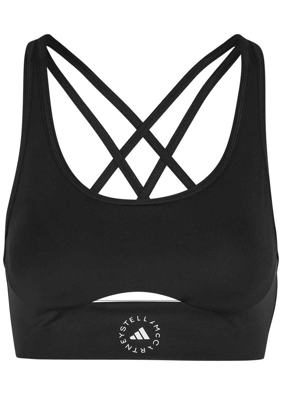Adidas X Stella Mccartney Logo-print Stretch-jersey Sports bra - Black - L (UK14 / L)