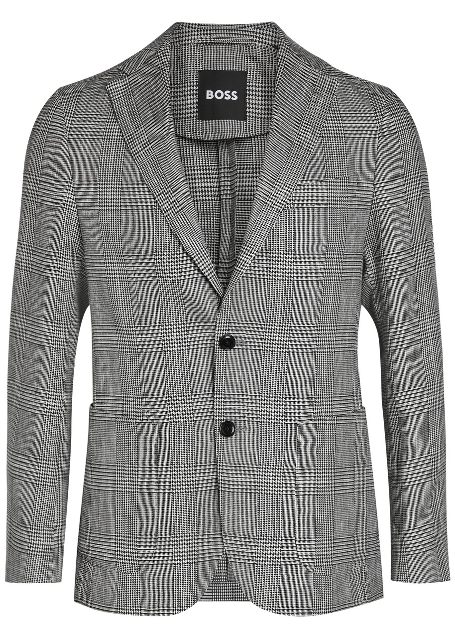 Boss Hanry Checked Cotton and Linen-wool Blazer - Grey - 48 (IT48 / M)