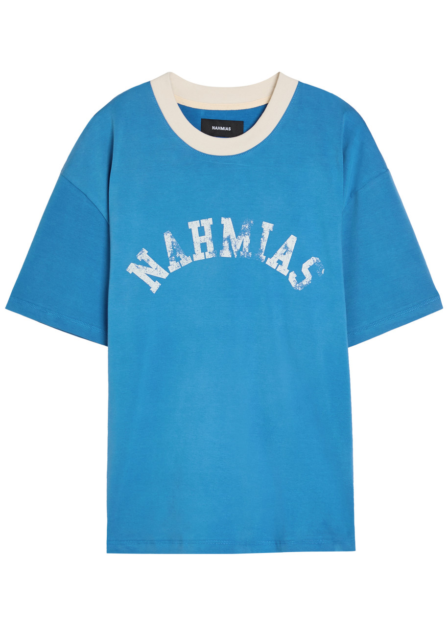 Nahmias Arch Ringer Logo Cotton T-shirt - Blue - XL