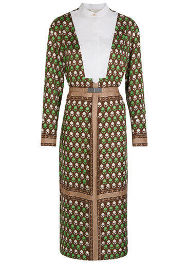 TORY BURCH Printed silk midi shirt dress | Harvey Nichols