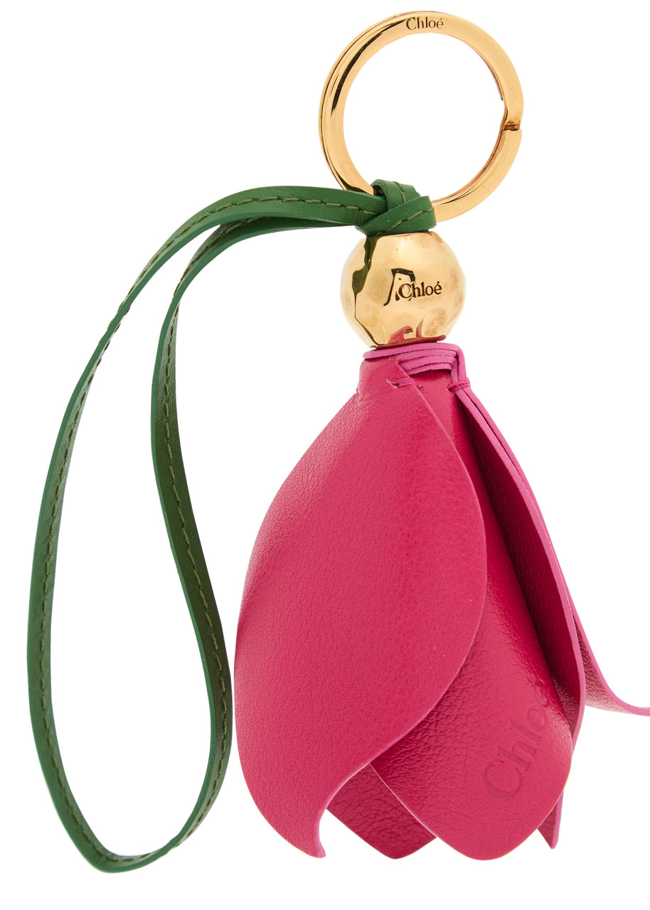 Chloe Tulip Leather bag Charm - Pink - One Size