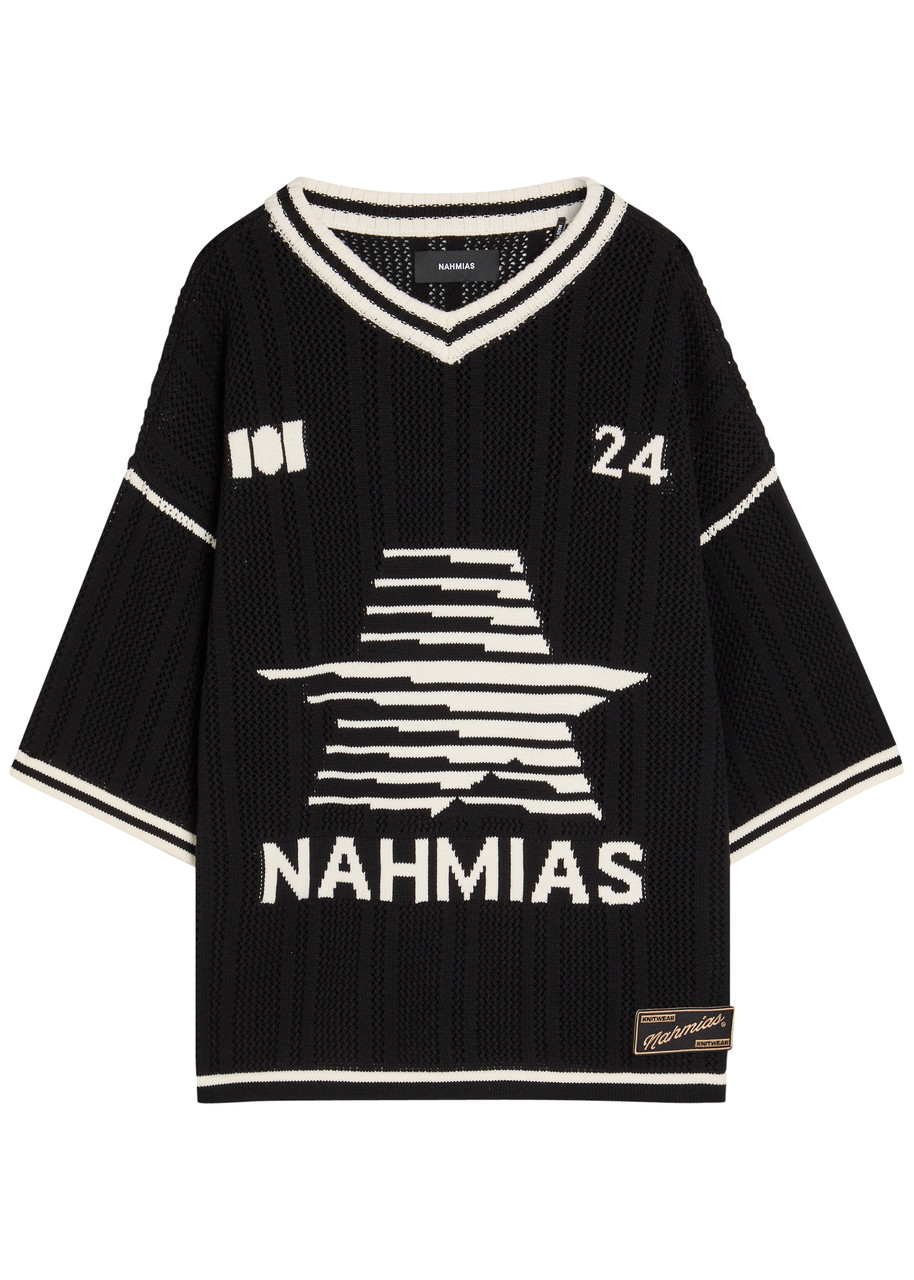 Nahmias Knit Star Cotton-knit Football T-shirt - Black - XL