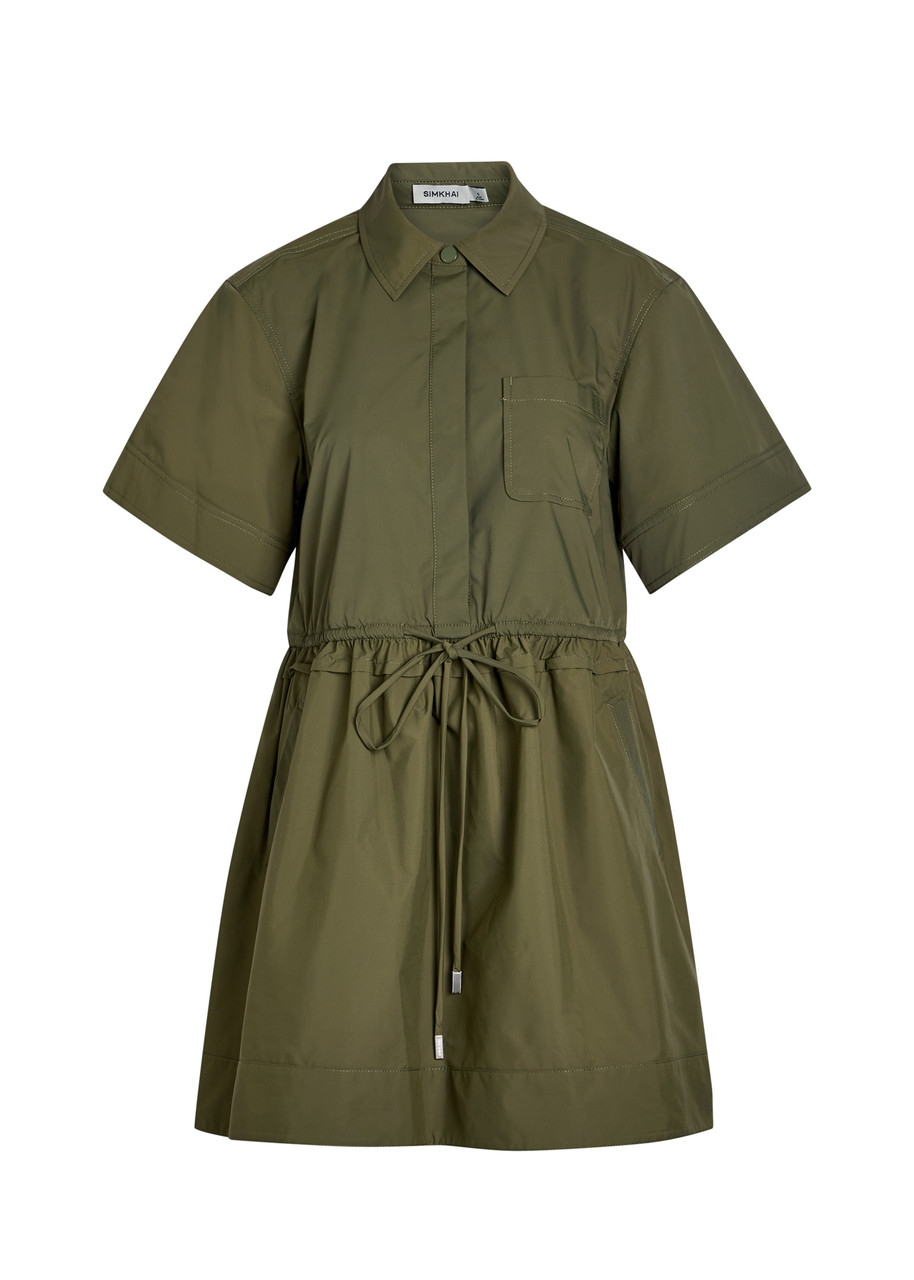 Simkhai Dawson Shell Mini Shirt Dress - Green - M (UK12 / M)