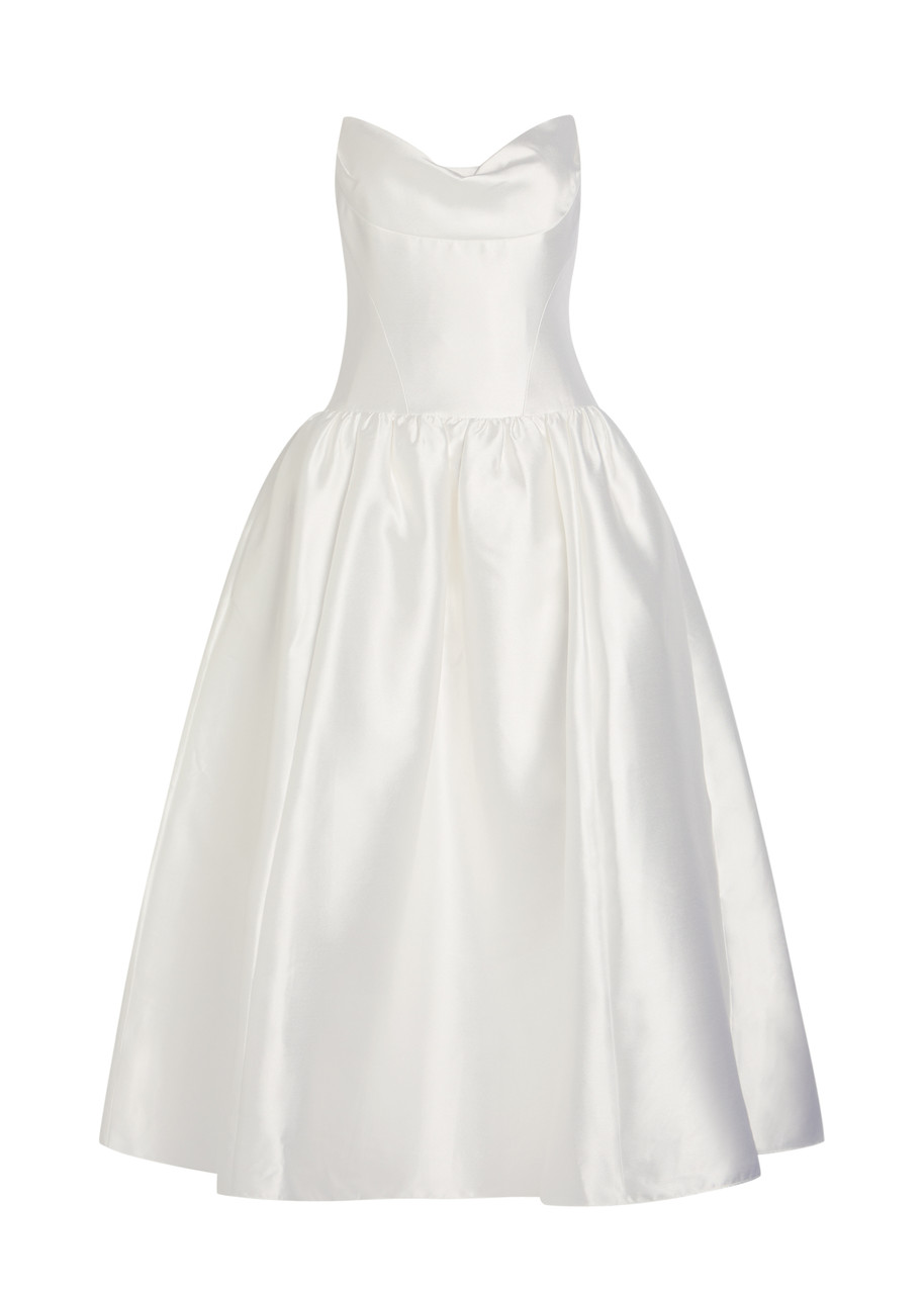 Self-portrait Strapless Satin Midi Dress - White - 10 (UK10 / S)