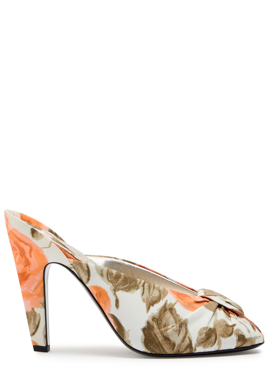 Chloe Suzie 110 Floral Peep-toe Mules - Orange - 37 (IT37 / UK4)
