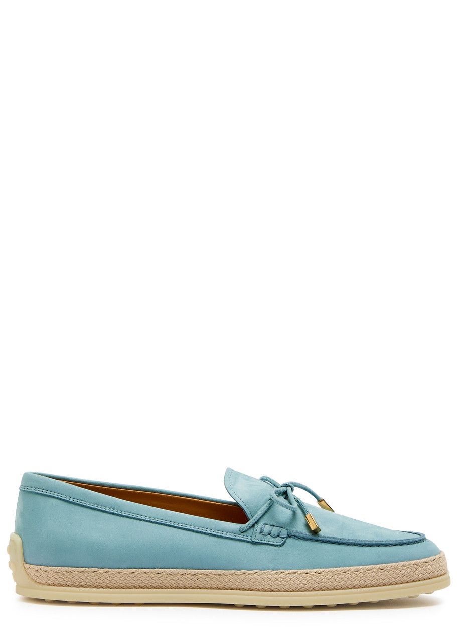 Tods Raffia-trim Suede Loafers - Blue - 37 (IT37 / UK4)