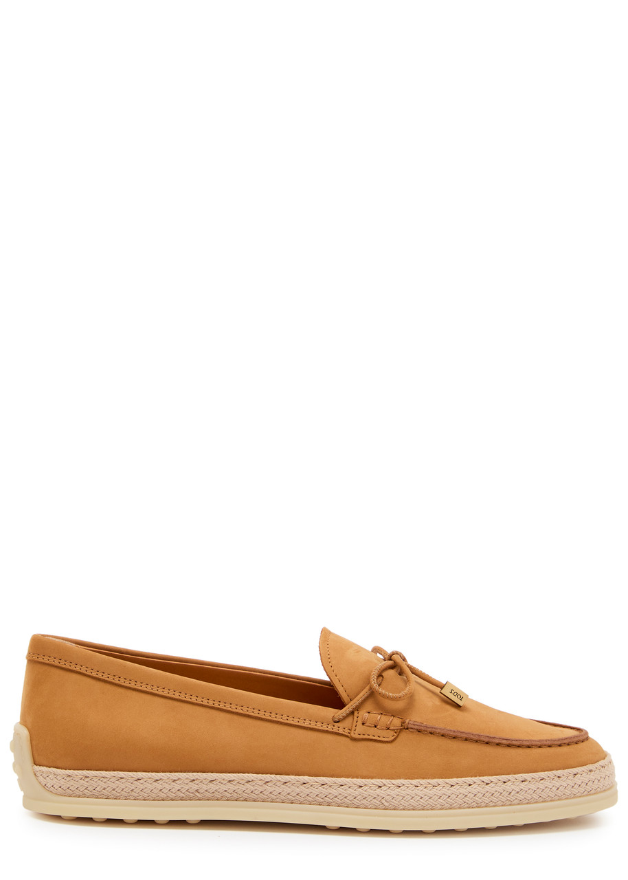 Tods Raffia-trim Suede Loafers - Brown - 36 (IT36 / UK3)