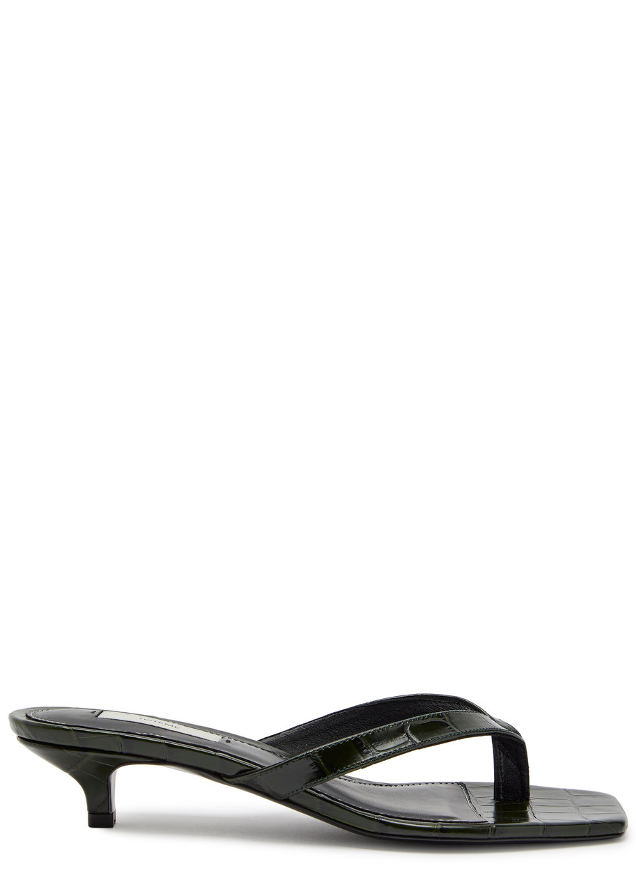 Toteme 40 Crocodile-embossed Leather Sandals - Green - 41 (IT41 / UK8)