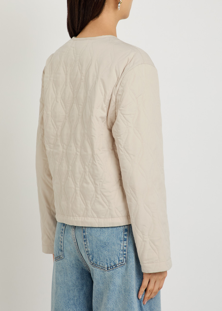  Varley Saba Quilted Woven Jacket - Cream - M (uk12 / M) 