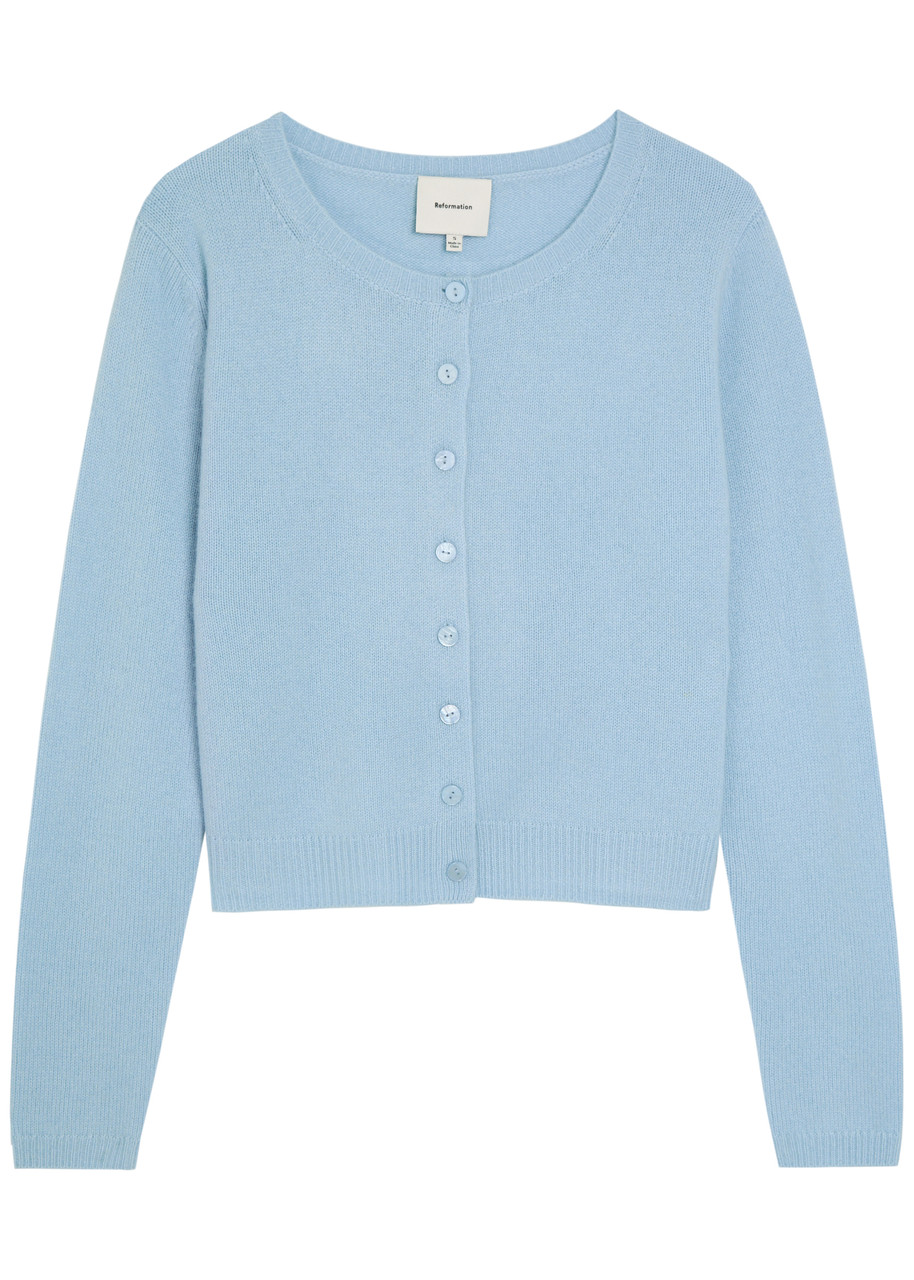 Reformation Clara Cashmere Cardigan - Light Blue - M (UK12 / M)