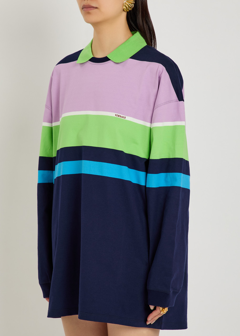  Versace Striped Cotton Mini Sweatshirt Dress - Multicoloured - 44 (uk12 / M) 