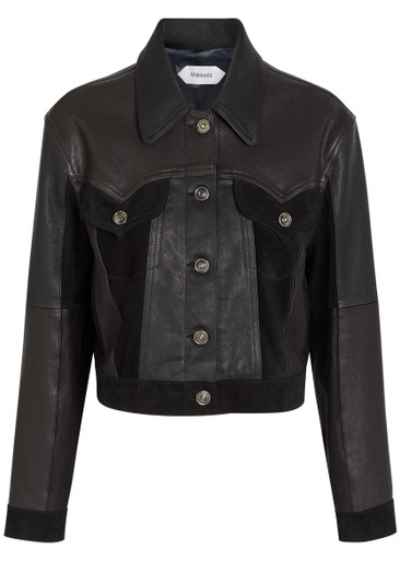 VERSACE Panelled leather jacket | Harvey Nichols