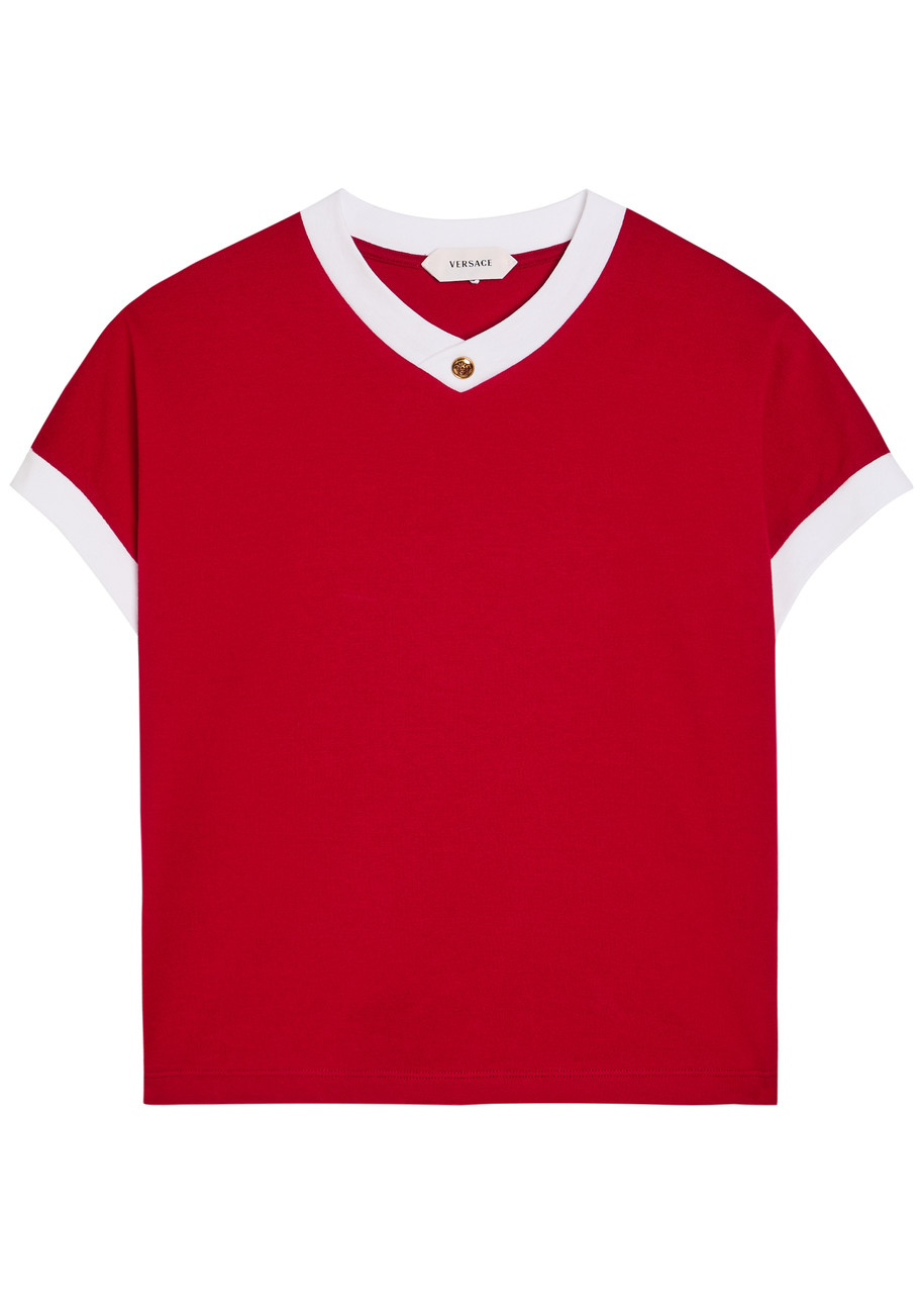 Versace Vintage Cropped Stretch-cotton T-shirt - Red - 40 (UK8 / S)