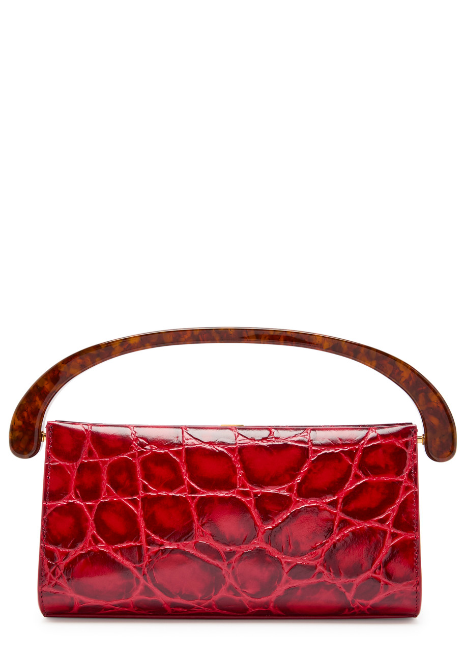 Dries Van Noten Crisp Crocodile-effect Leather top Handle bag - Red - One Size