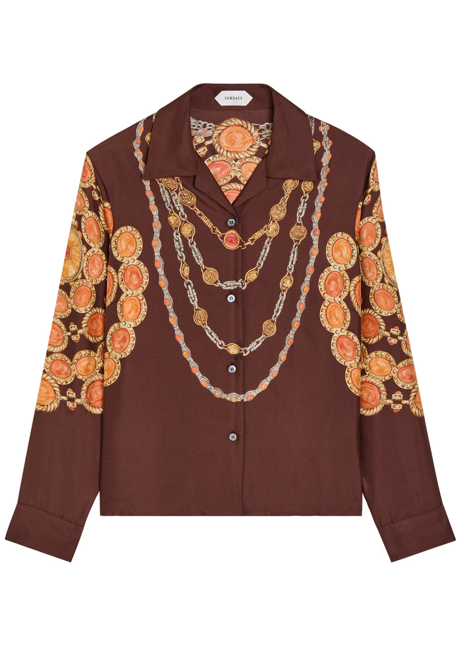 Versace Printed Silk Shirt - Brown - 40 (UK8 / S)
