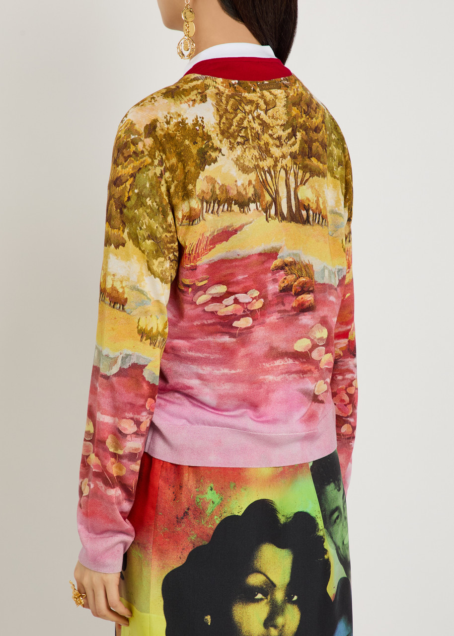  Versace Printed Silk Cardigan - Multicoloured - 42 (uk10 / S) 