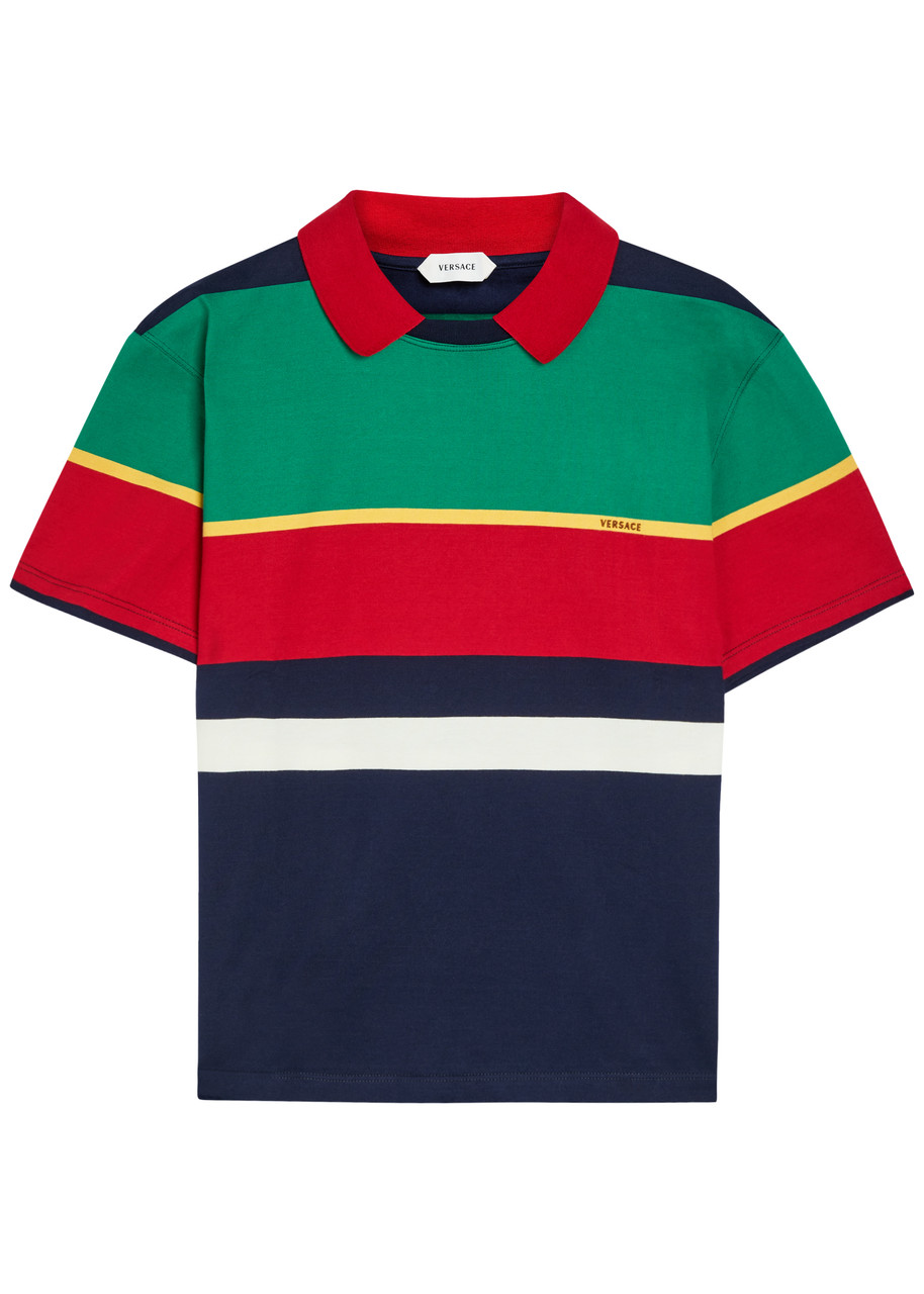 Versace Striped Layered Cotton T-shirt - Multicoloured 1 - XL