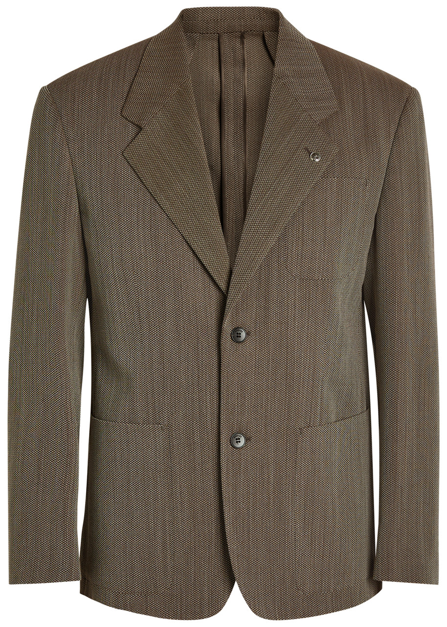 Versace Herringbone Wool Blazer - Brown - 50 (IT50 / L)
