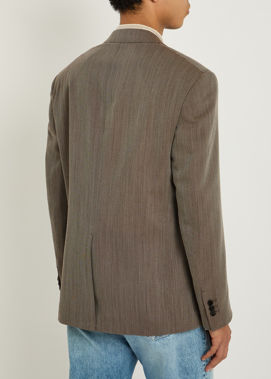  Versace Herringbone Wool Blazer - Brown - 50 (it50 / L) 