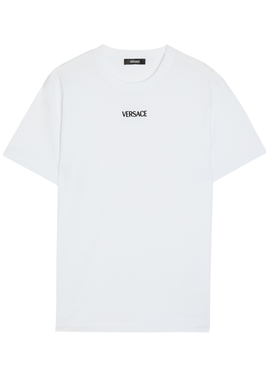 Versace Logo-embroidered Cotton T-shirt - White - S