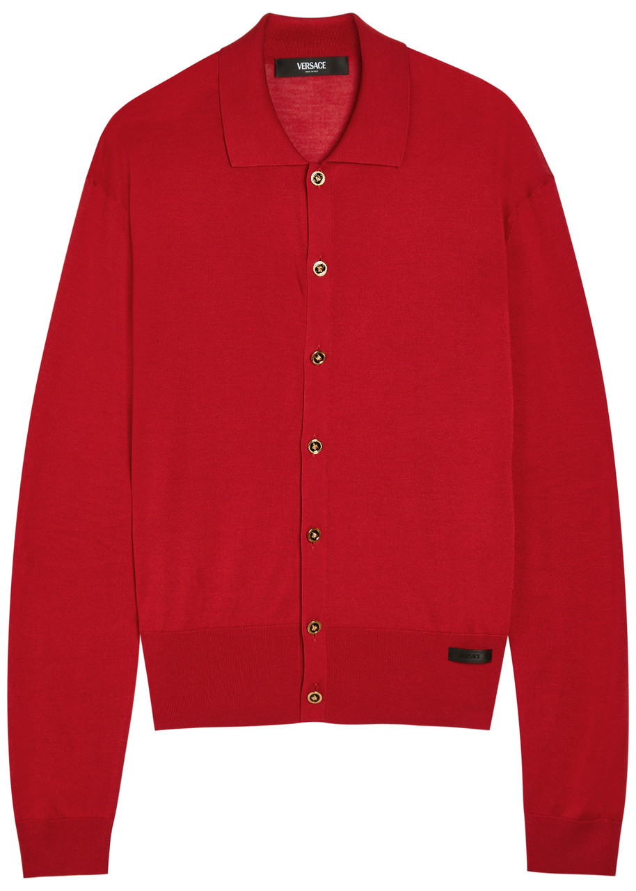 Versace Fine-knit Silk-blend Cardigan - Red - 50 (IT50 / L)