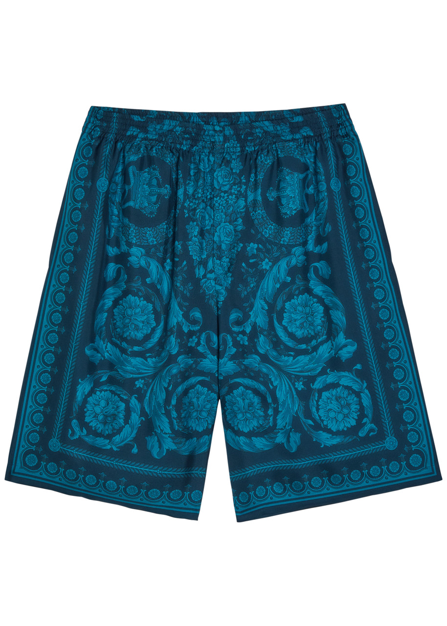 Versace Printed Silk Shorts - Blue - 50 (IT50 / L)