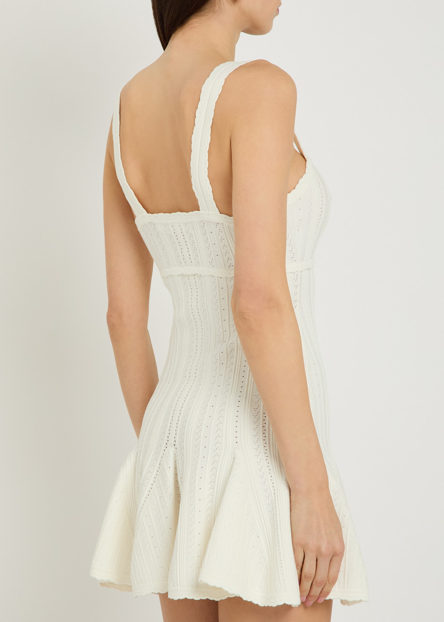  Loveshackfancy Tabatha Pointelle-knit Mini Dress - White - Xs (uk6 / Xs) 