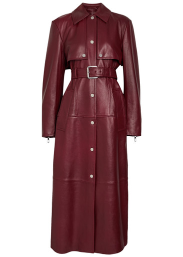SPORTMAX Detachable sleeve leather trench coat | Harvey Nichols