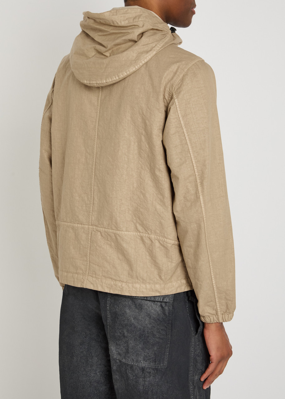  Stone Island Logo Hooded Nylon Jacket - Sand - S 