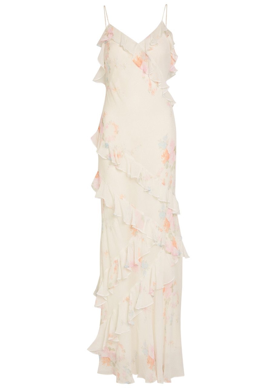 Loveshackfancy Rialto Floral-print Chiffon Maxi Slip Dress - Light Pink - 6 (UK10 / S)
