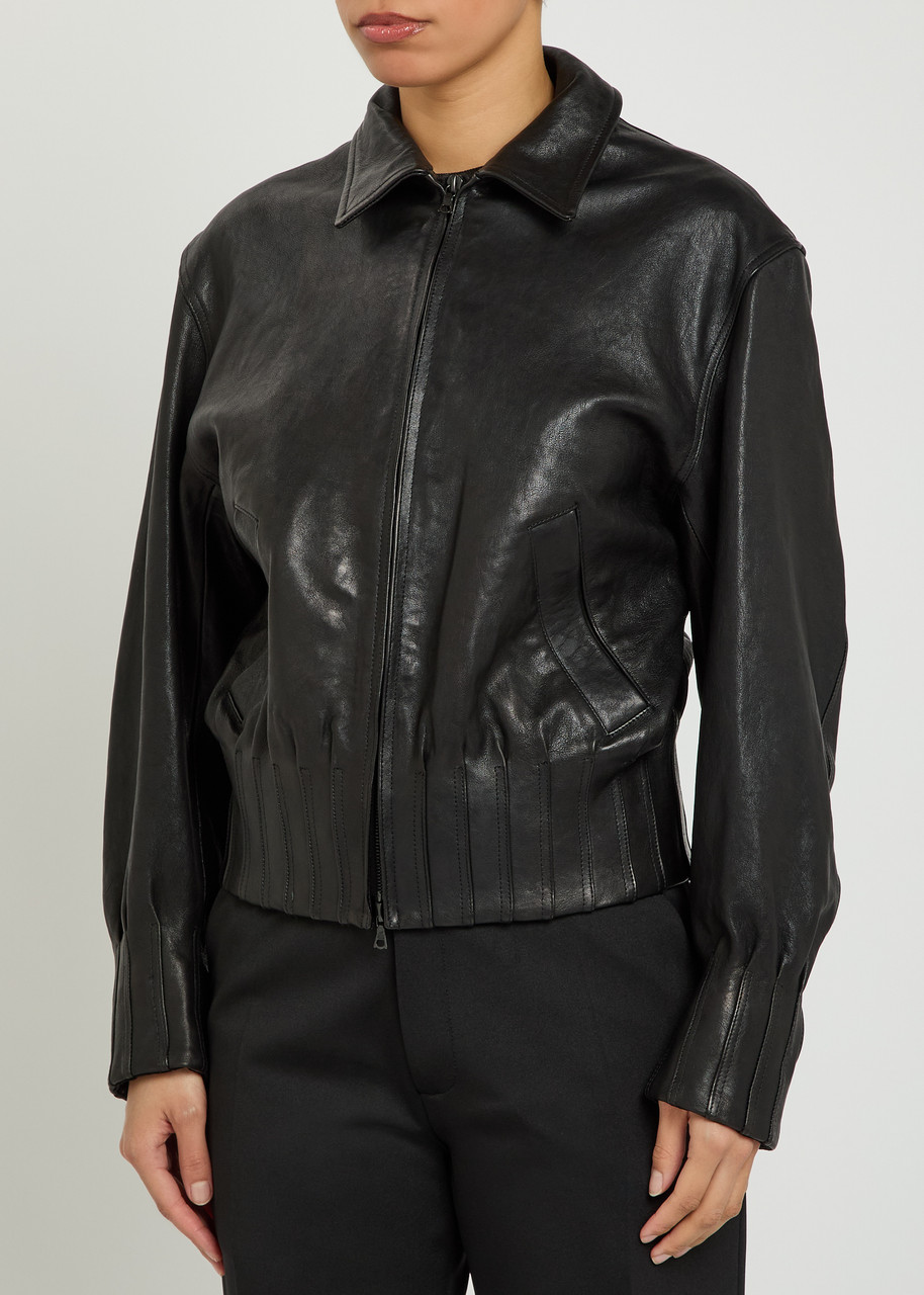  Aaron Esh Boxy Leather Jacket - Black - S (uk8-10 / S) 
