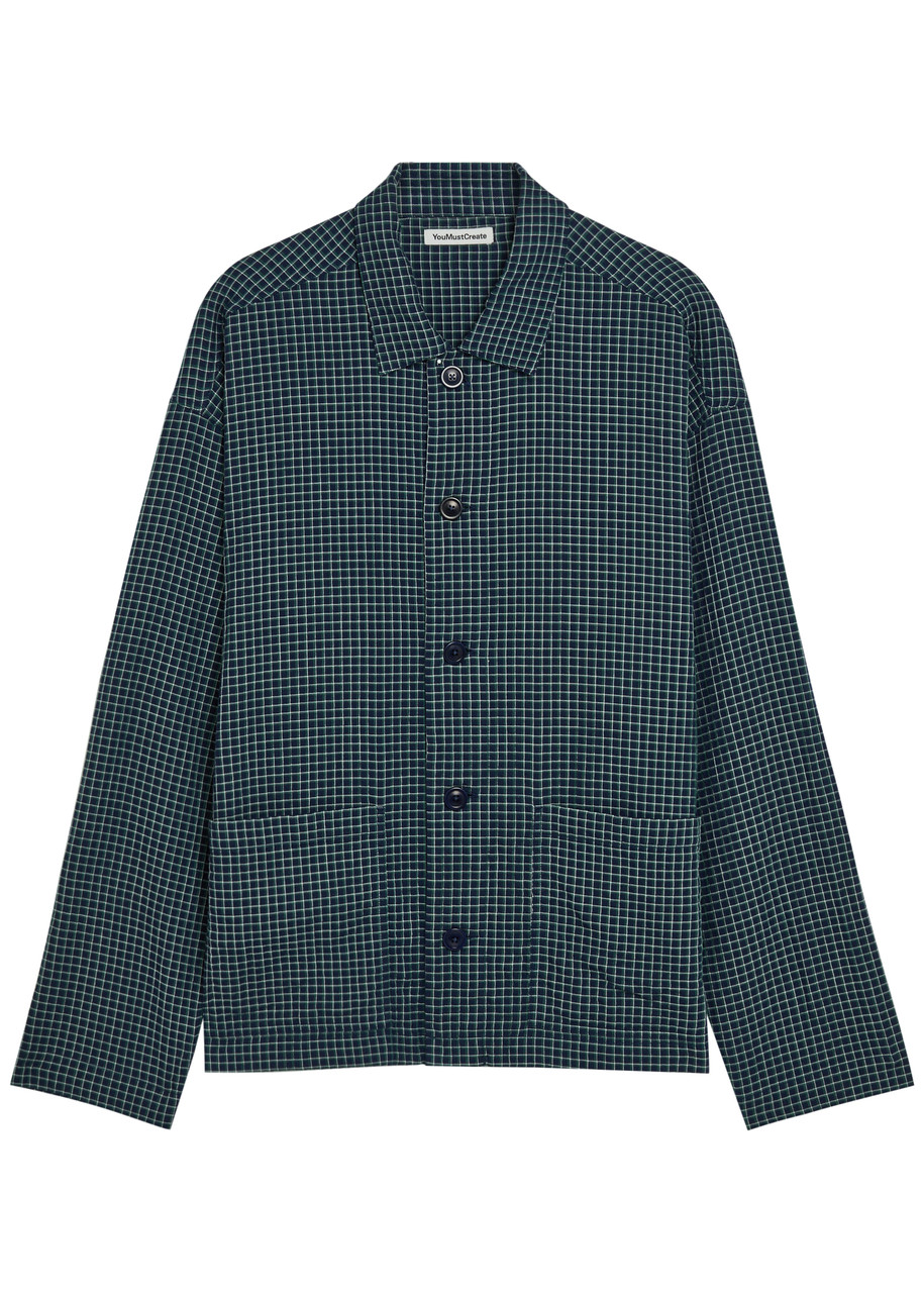 Ymc PJ Checked Waffle Shirt - Navy - XL