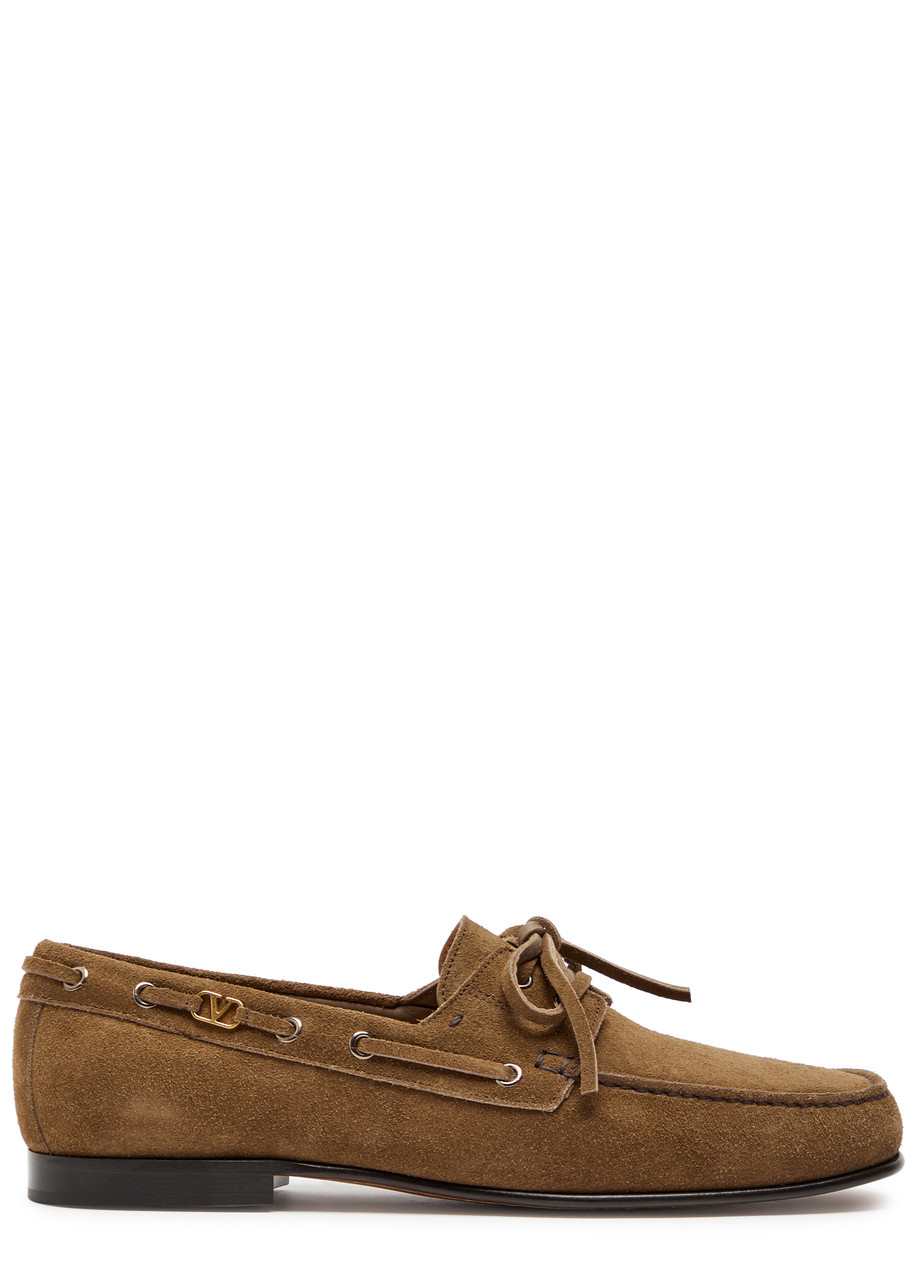 Valentino Garavani Vlogo Suede Loafers - Brown - 40 (IT40 / UK6)