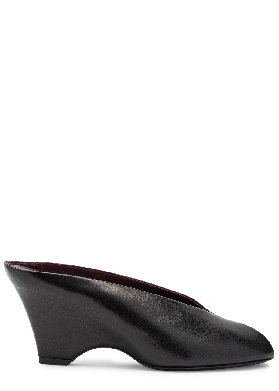 Khaite Cloak 75 Peep-toe Leather Mules - Black - 36 (IT36 / UK3)