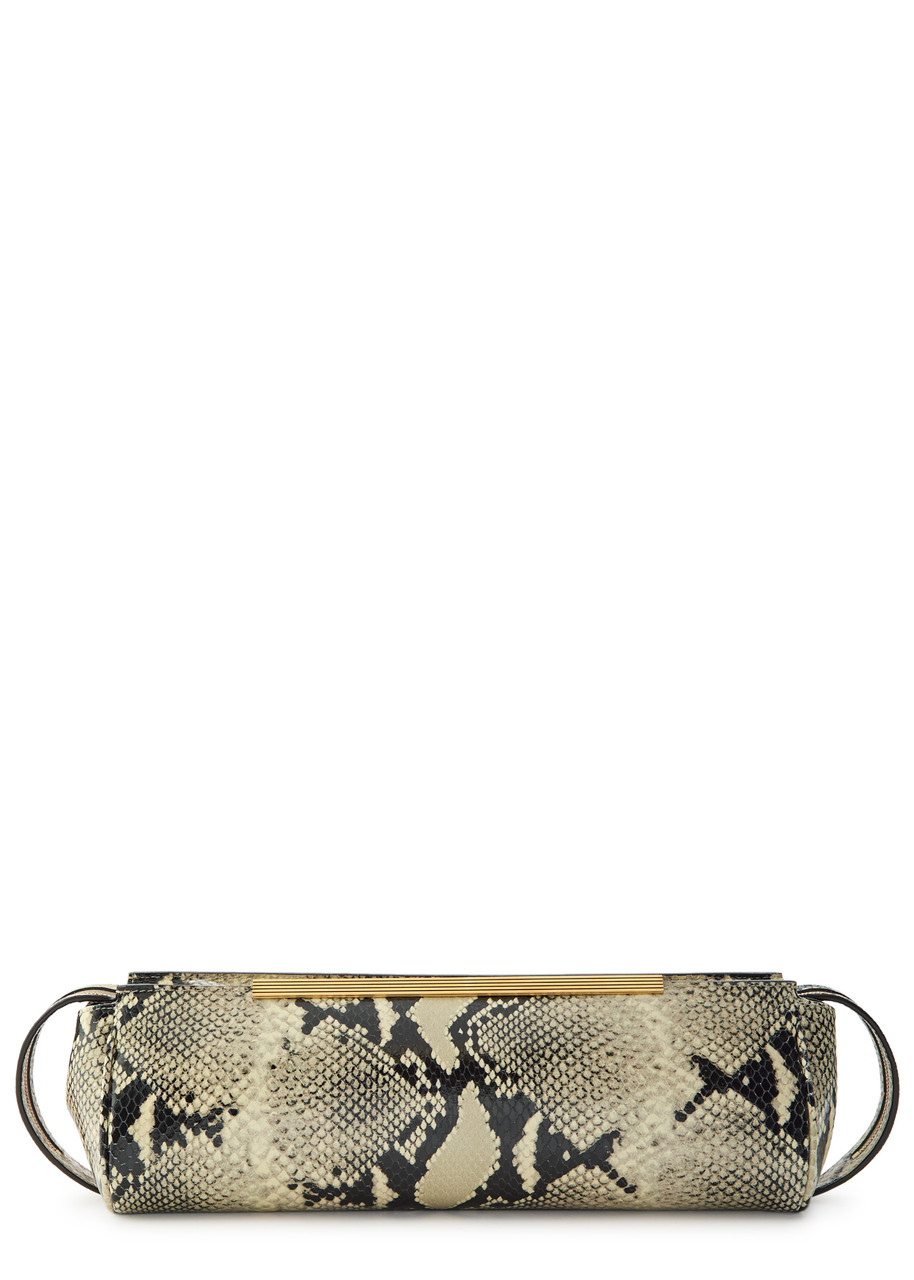 Khaite Donna Snake-effect Leather Clutch - Natural - One Size