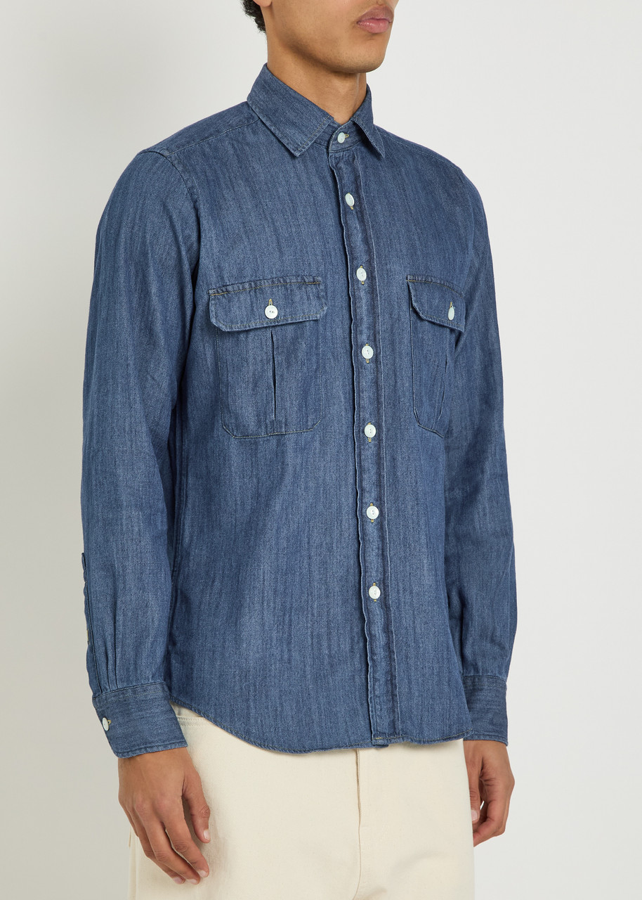  Drake's Chambray Shirt - Denim - S 