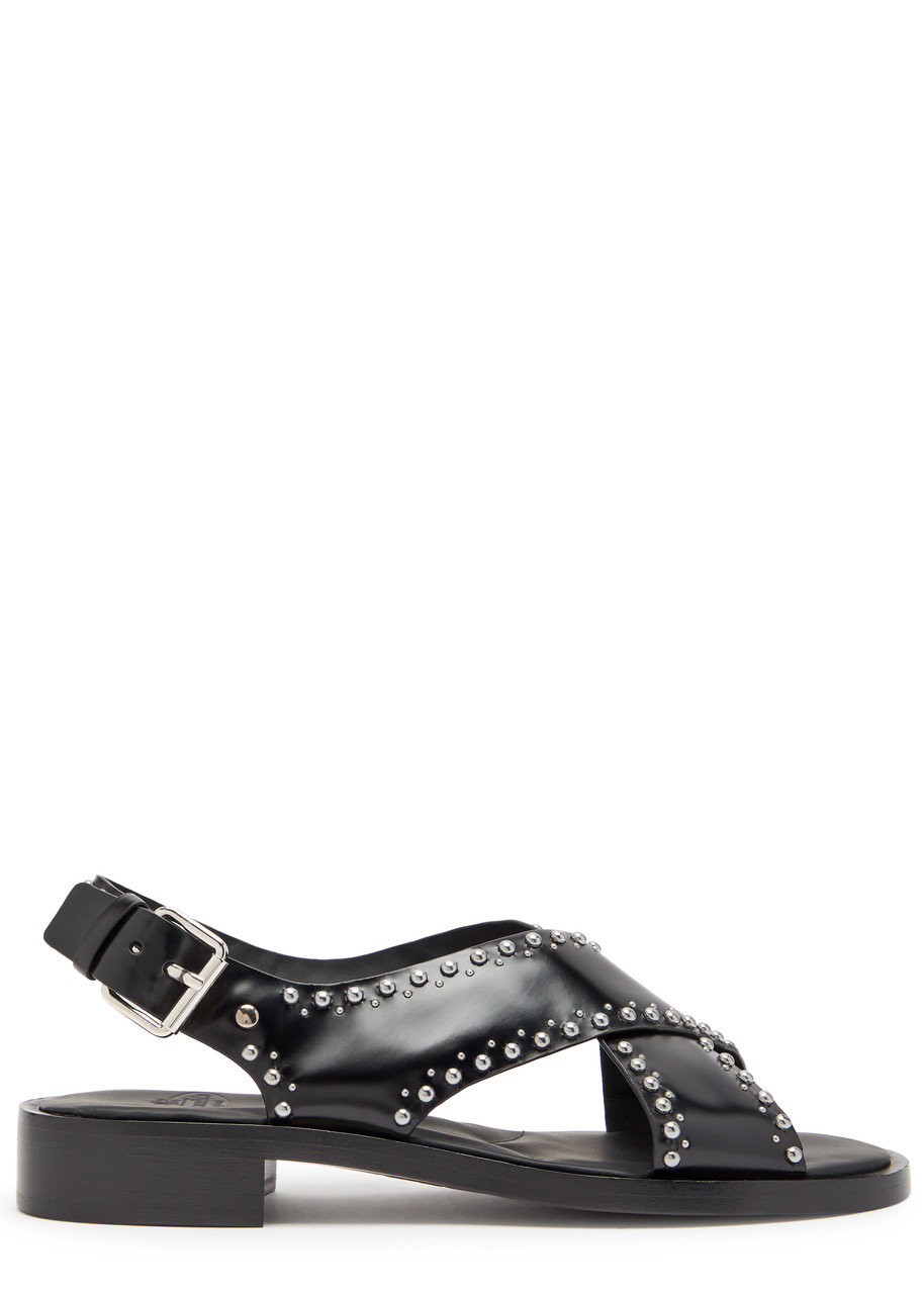 Church's Remi Stud-embellished Glossed Leather Sandals - Black - 38 (IT38 / UK5)