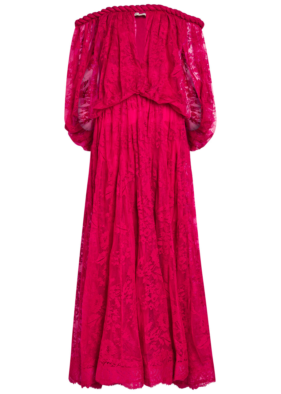 Zimmermann Luna Off-the-shoulder Lace Gown - Fuchsia - 1 (UK 10 / S)