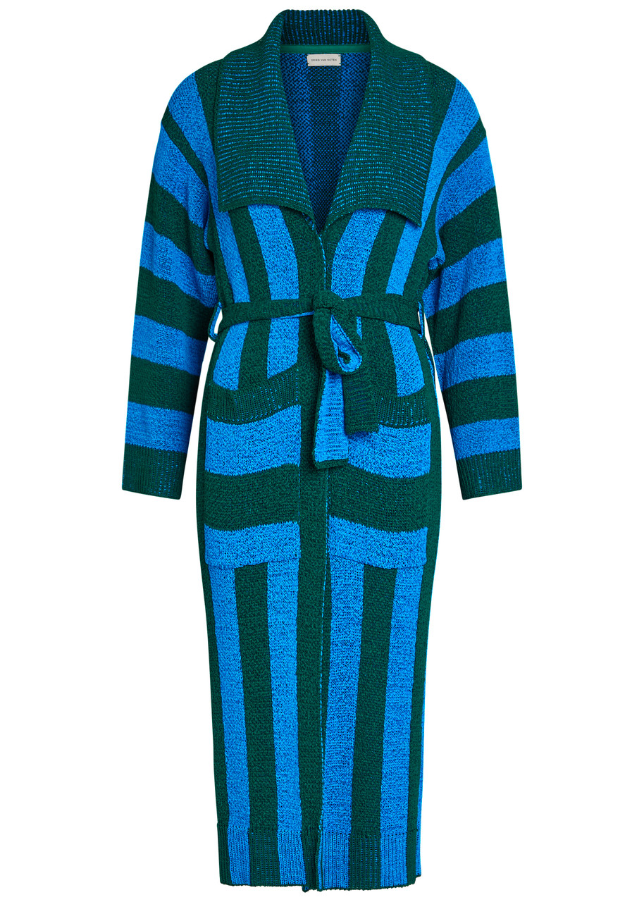 Dries Van Noten Tomo Belted Striped Woven Cardigan - Dark Green - M (UK12 / M)