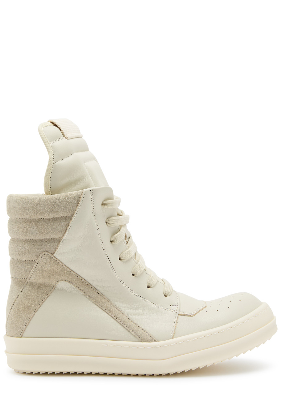 Rick Owens Geobasket Panelled Leather Sneakers - White - 39 (IT39/ UK6)